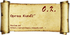 Oprea Kunó névjegykártya